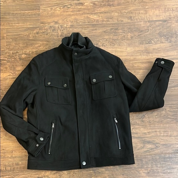 Michael Kors Heavy Black Wool Jacket with Stand-Up Collar - Picture 11 of 16